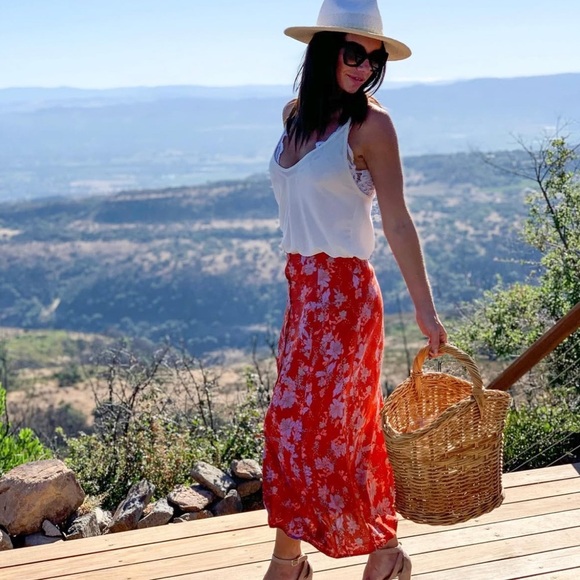 Free People Retro Love Midi Skirt With Buttons And Slit Size 0 - Picture 3 of 7